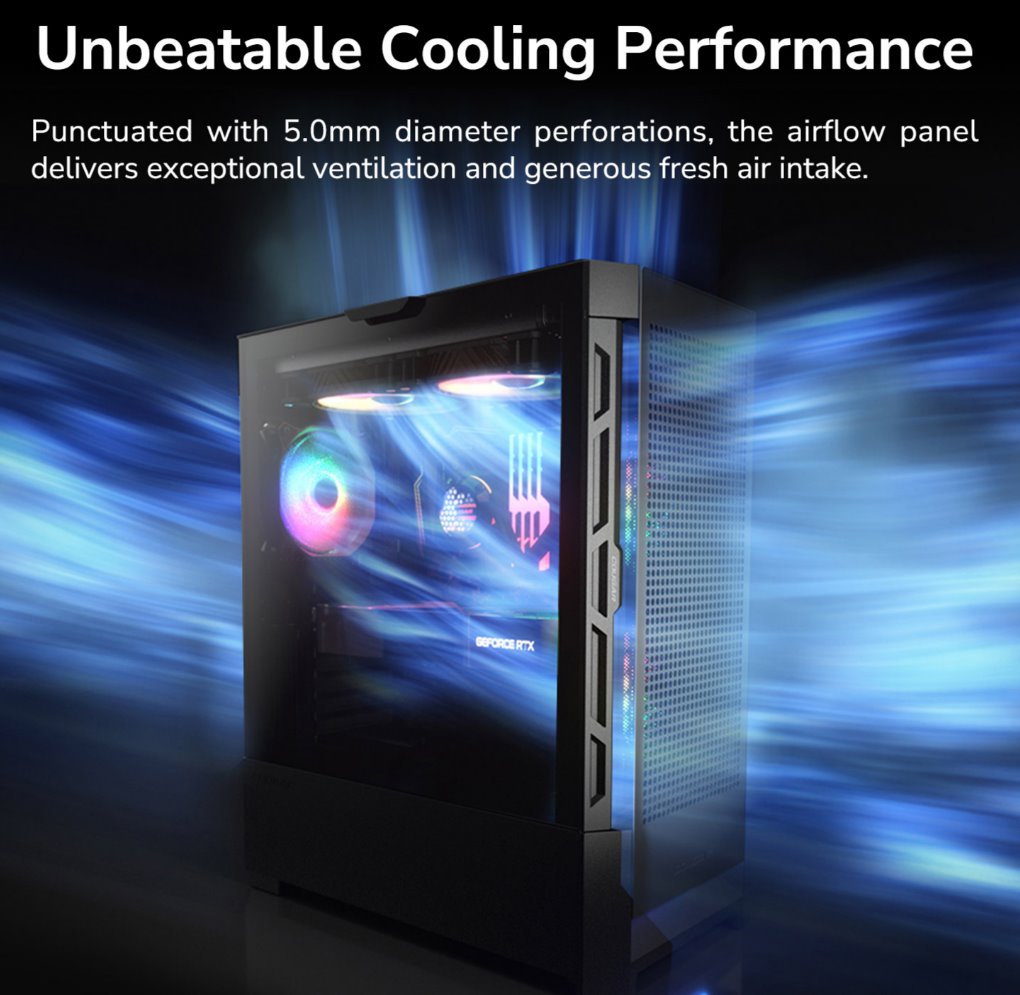 COUGAR PC skříň DUOFACE Black Mid Tower Airflow Front Panel TG Left Panel 2 x ARGB 140mm & 1x 120mm Fans
