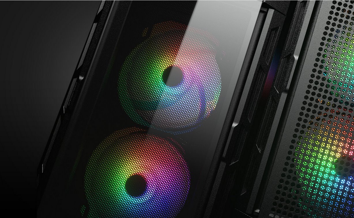 COUGAR PC skříň DUOFACE Black Mid Tower Airflow Front Panel TG Left Panel 2 x ARGB 140mm & 1x 120mm Fans