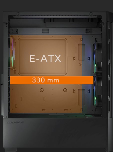 COUGAR PC skříň DUOFACE Black Mid Tower Airflow Front Panel TG Left Panel 2 x ARGB 140mm & 1x 120mm Fans