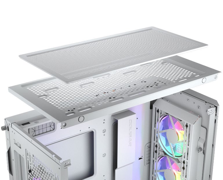 COUGAR PC skříň DUOFACE Pro RGB White Mid Tower TG & Airflow Front Panel 4 x ARGB Fans TG Left Panel