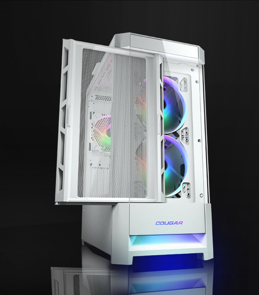 COUGAR PC skříň DUOFACE White Mid Tower Airflow Front Panel TG Left Panel 2 x ARGB 140mm & 1x 120mm Fans