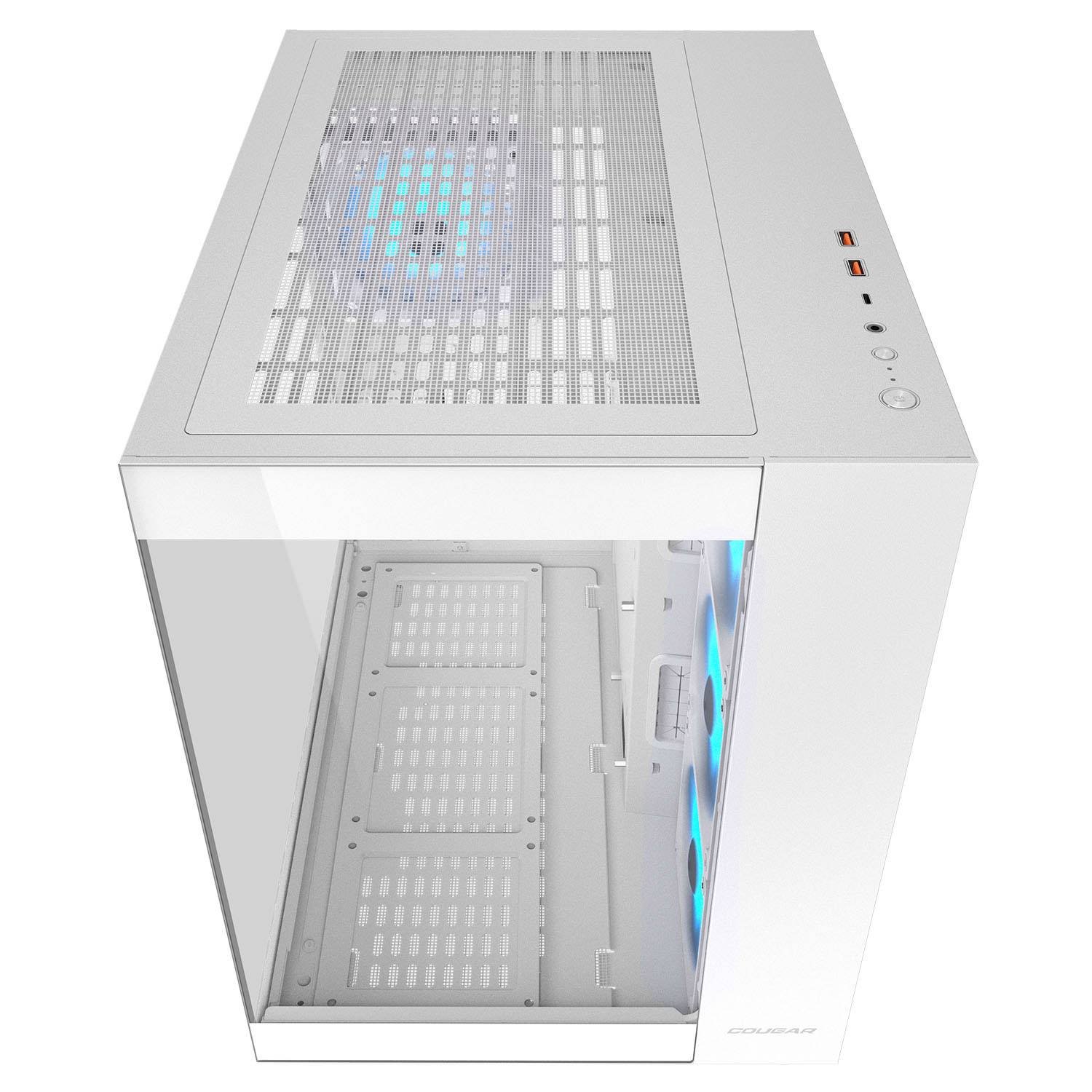 COUGAR PC skříň FV150 RGB White Mid tower Dual-Chamber ATX glass, 4x 120mm ARGB fans
