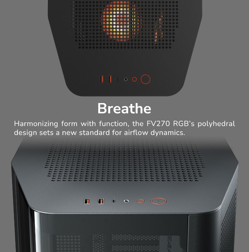 COUGAR PC skříň FV270 White Mid tower tempered curved glass perimeter quick detachable air filters up to 9 fans