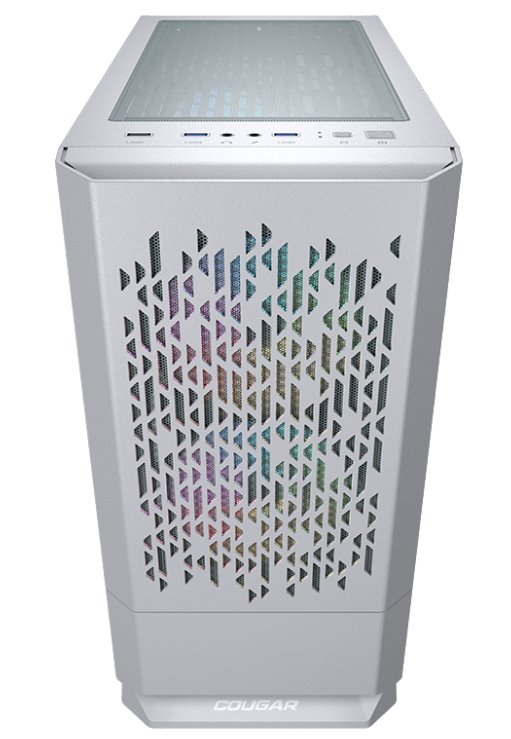 COUGAR PC skříň MG140 Air RGB White Mini Tower Air Vents Front Panel 3 x ARGB Fans 4mm TG Left Panel
