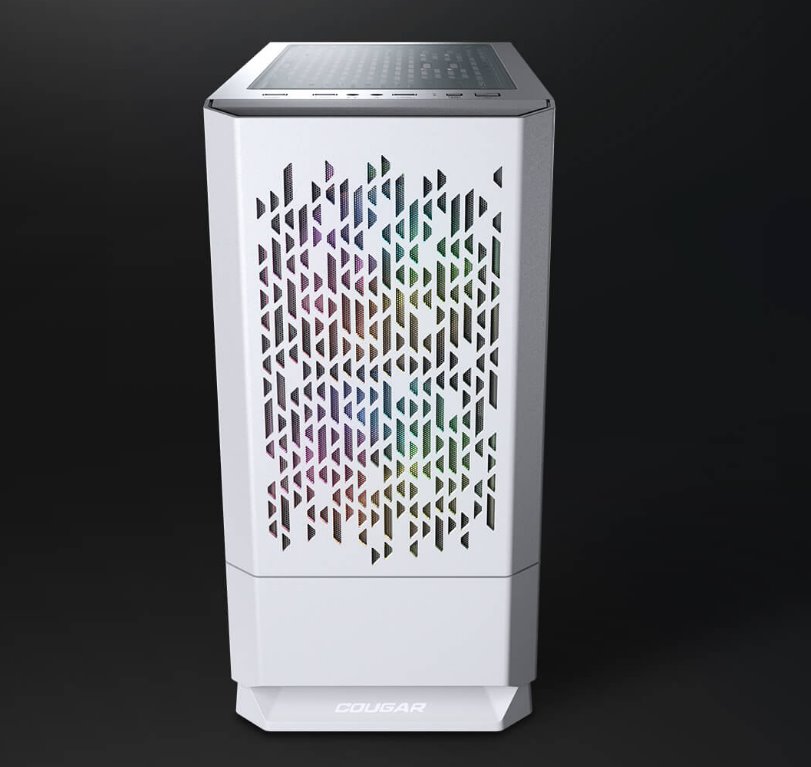 COUGAR PC skříň MG140 Air RGB White Mini Tower Air Vents Front Panel 3 x ARGB Fans 4mm TG Left Panel