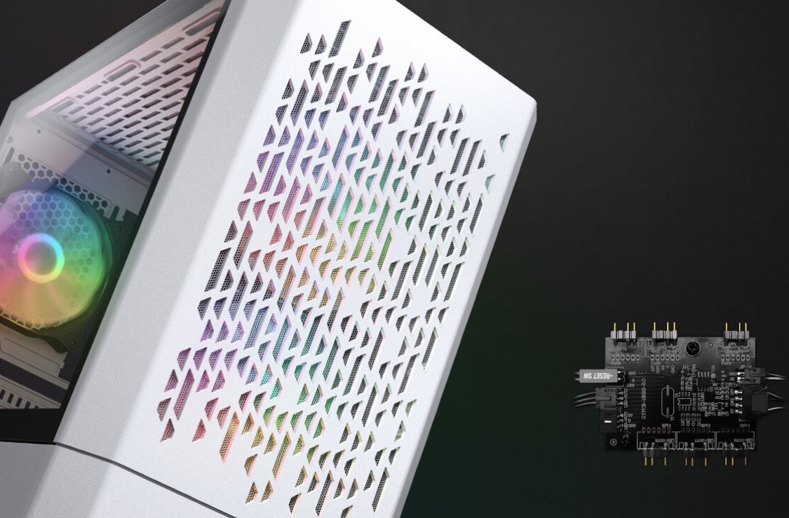 COUGAR PC skříň MG140 Air RGB White Mini Tower Air Vents Front Panel 3 x ARGB Fans 4mm TG Left Panel