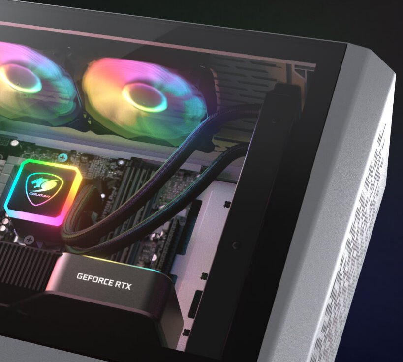 COUGAR PC skříň MG140 Air RGB White Mini Tower Air Vents Front Panel 3 x ARGB Fans 4mm TG Left Panel