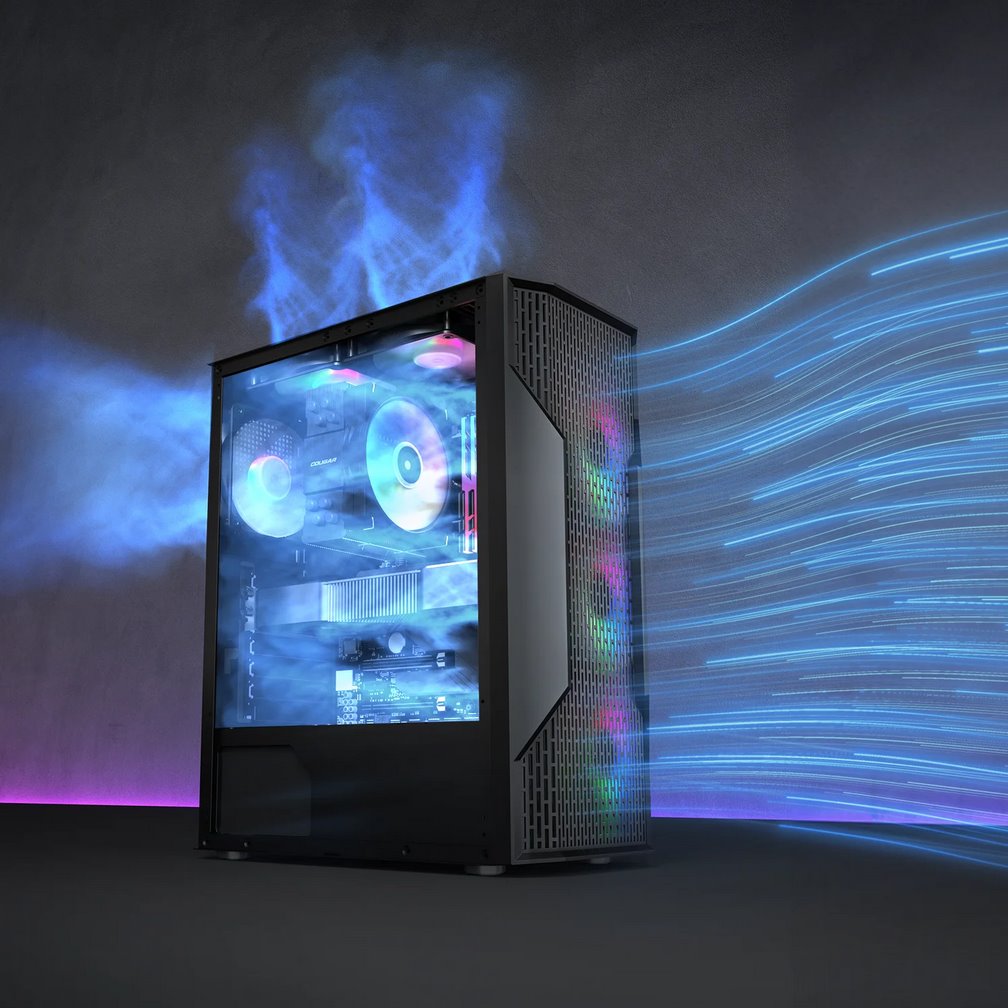 COUGAR PC skříň MX110 RGB Black (system build version) Mid Tower 4 x 120mm fans RGB