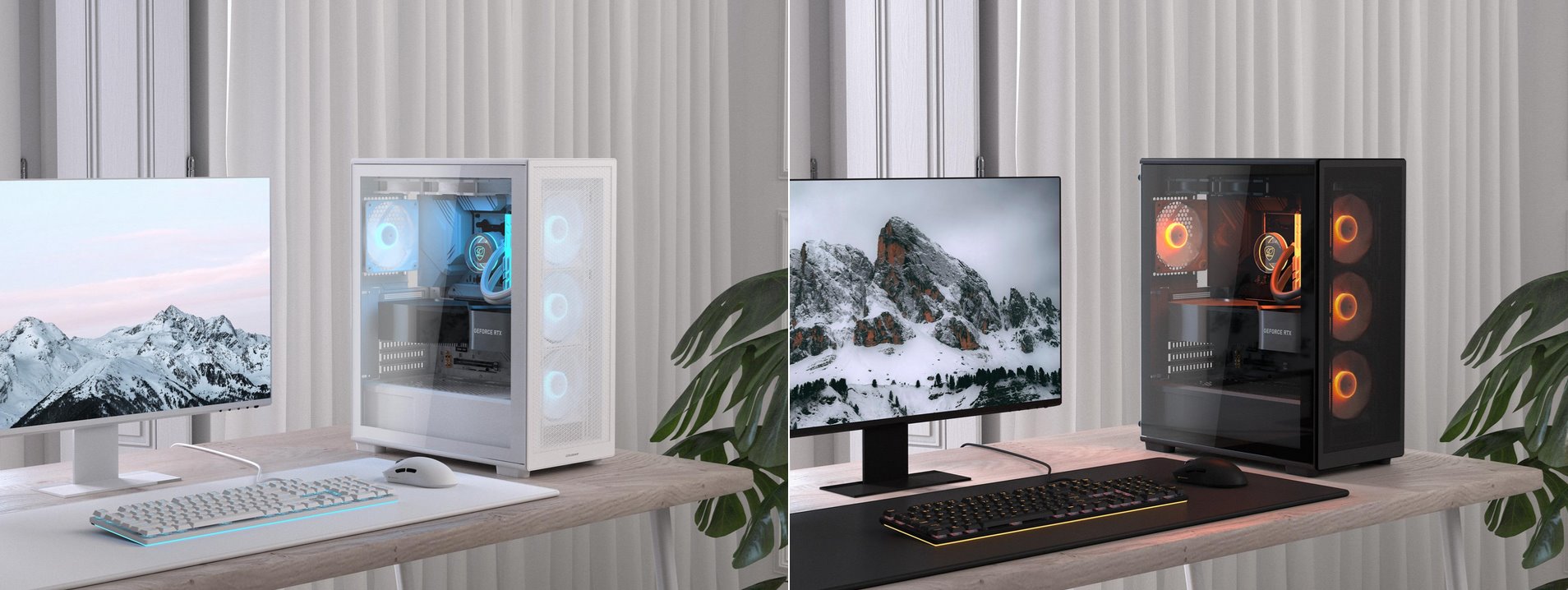 COUGAR PC skříň MX220 RGB Black Mid Tower Mesh Front Panel 4 x 120mm ARGB Fans TG Left Panel