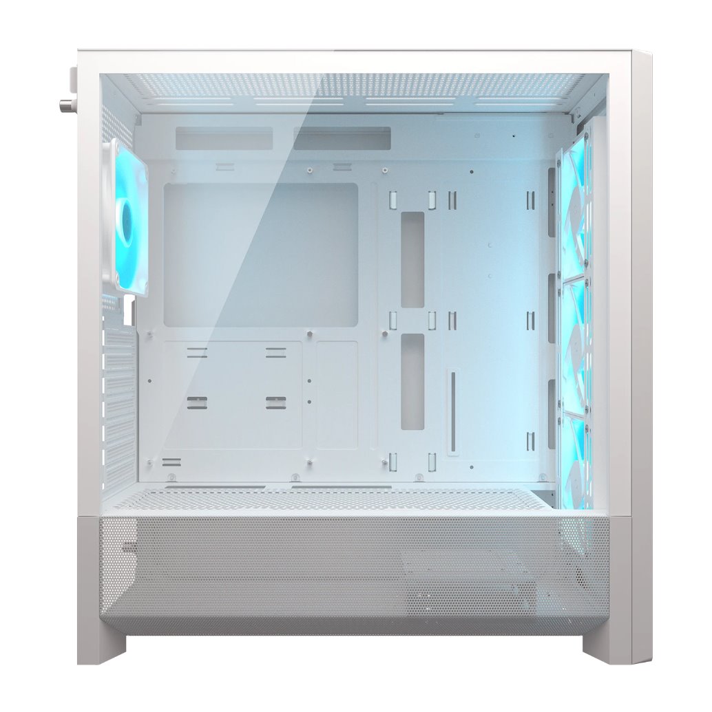 COUGAR PC skříň MX230 White RGB Mid Tower Mesh Front Panel 4 x 120mm ARGB Fans TG Left Panel