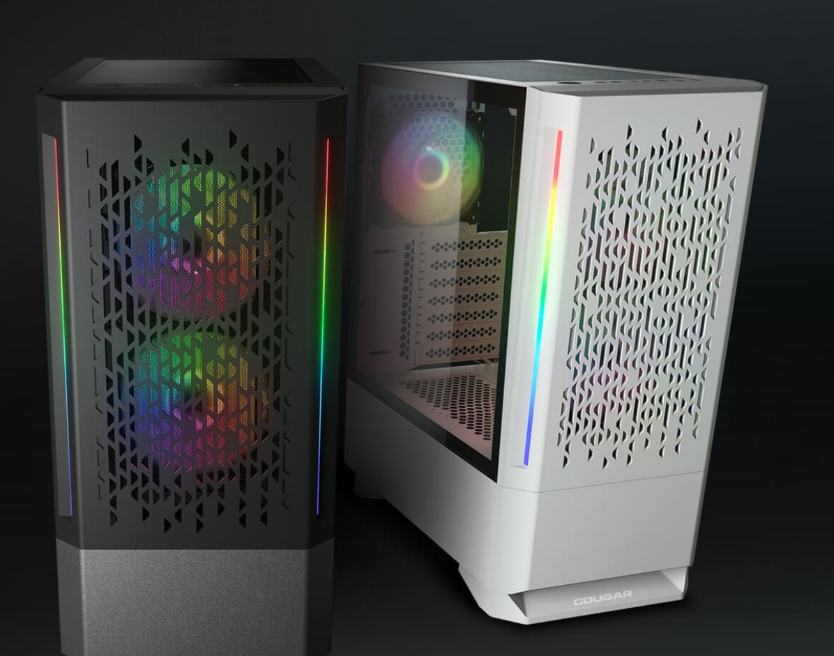 COUGAR PC skříň MX430 Air RGB White Mid Tower Air Vents Front Panel with ARGB strips 3 x ARGB Fans 4mm TG Left Panel