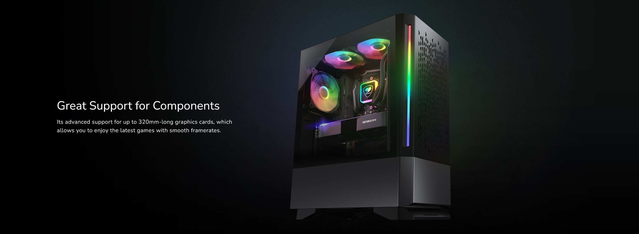 COUGAR PC skříň MX430 Air RGB White Mid Tower Air Vents Front Panel with ARGB strips 3 x ARGB Fans 4mm TG Left Panel