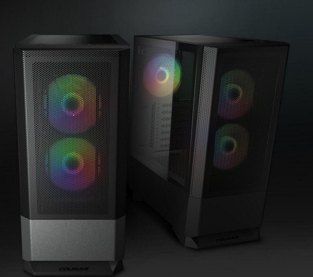 COUGAR PC skříň MX430 Mesh RGB Black Mid Tower Mesh Front Panel 3 x ARGB Fans 4mm TG Left Panel