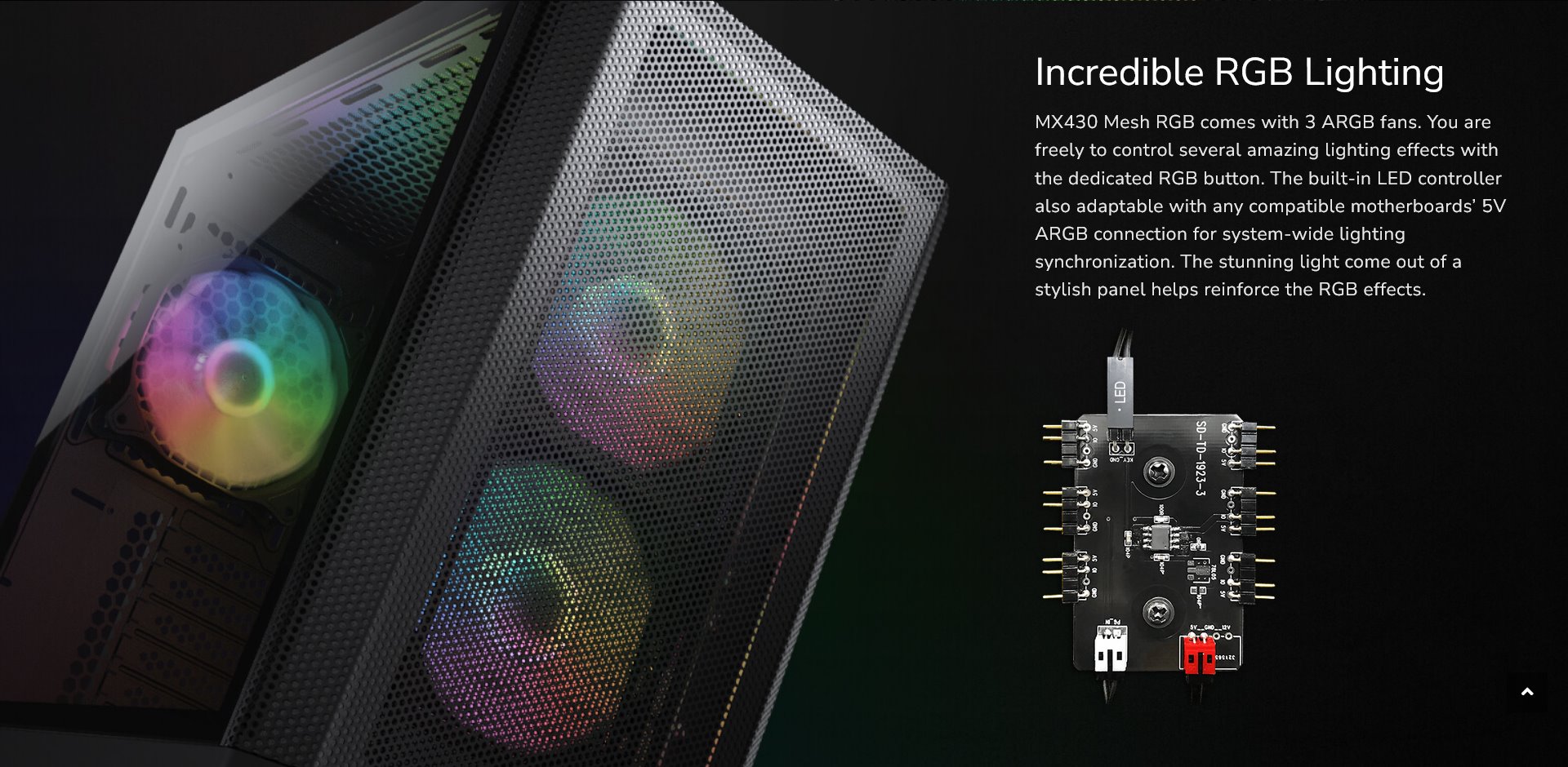 COUGAR PC skříň MX430 Mesh RGB Black Mid Tower Mesh Front Panel 3 x ARGB Fans 4mm TG Left Panel