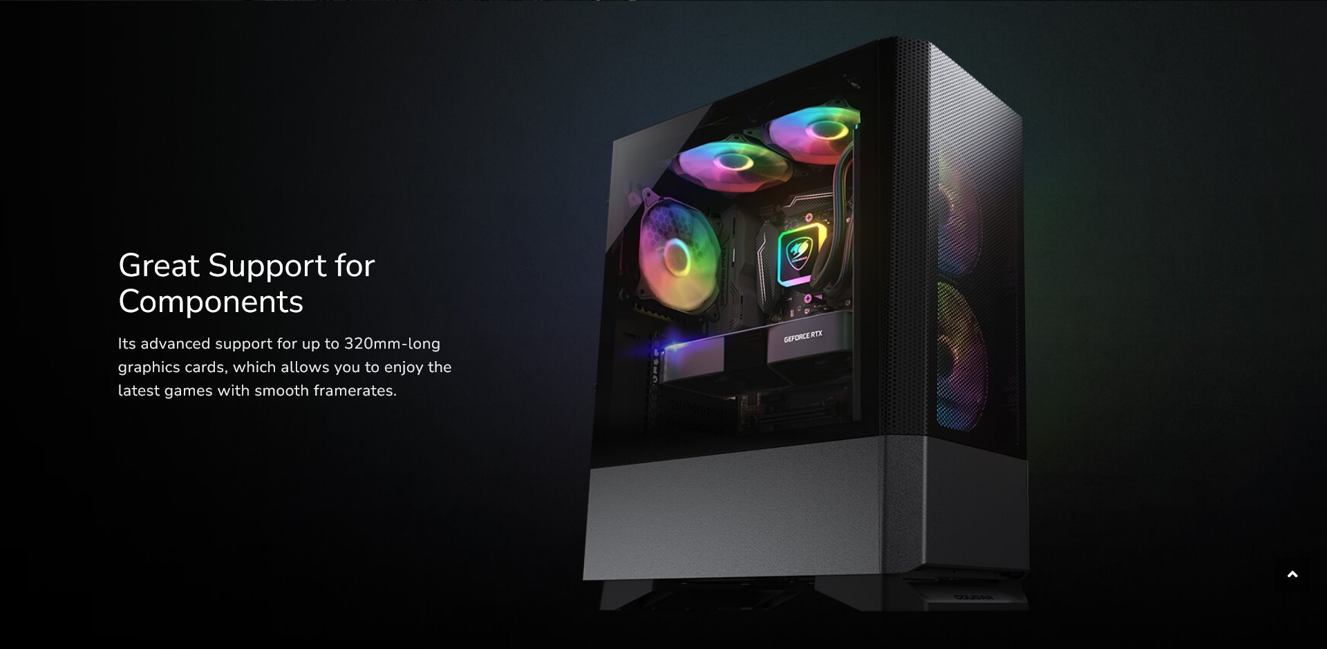 COUGAR PC skříň MX430 Mesh RGB Black Mid Tower Mesh Front Panel 3 x ARGB Fans 4mm TG Left Panel