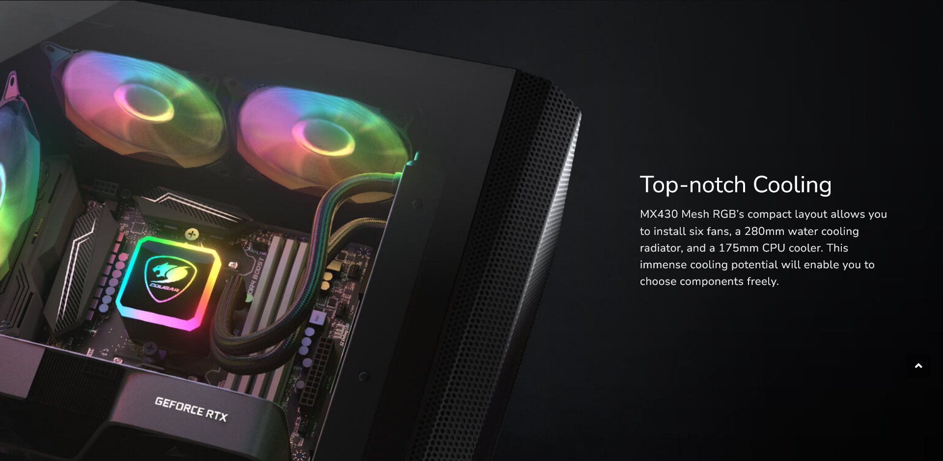 COUGAR PC skříň MX430 Mesh RGB Black Mid Tower Mesh Front Panel 3 x ARGB Fans 4mm TG Left Panel