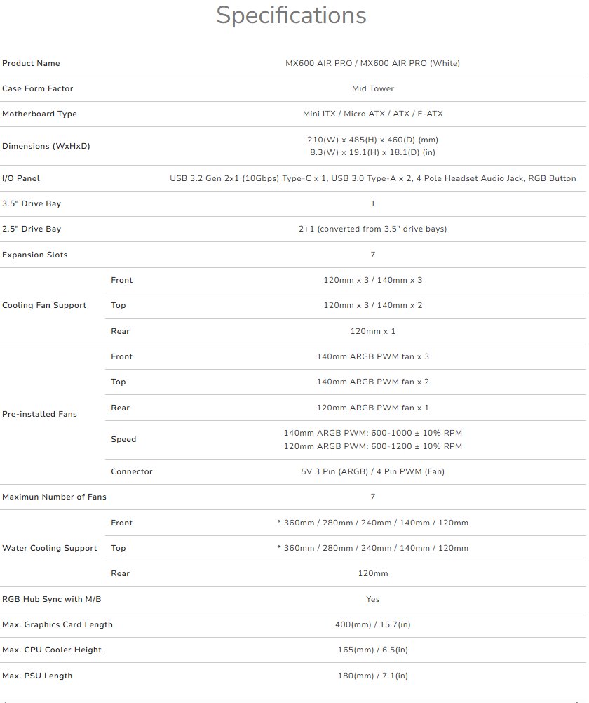 COUGAR PC skříň MX600 Air Pro Black Mid