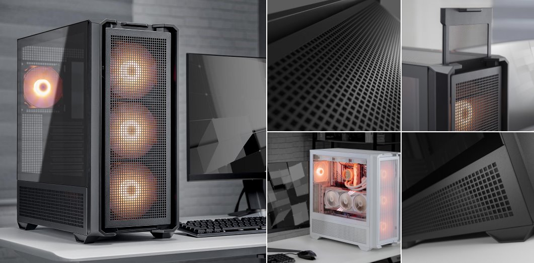 COUGAR PC skříň MX600 Black Mid Tower Mesh Front Panel 3 x 140mm + 1 x 120mm Fans TG Left Panel