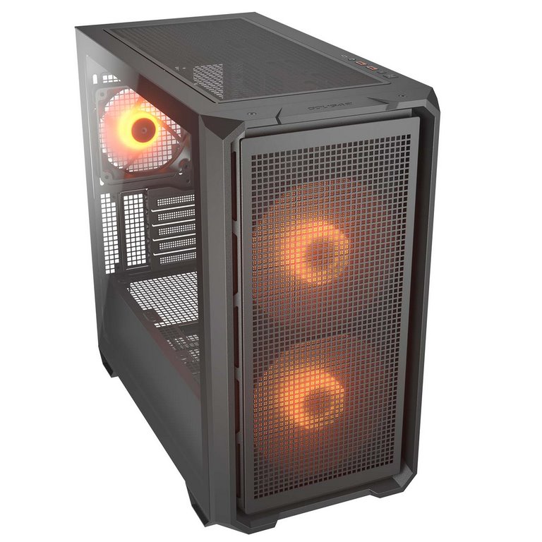 COUGAR PC skříň MX600 Black Mini Tower Mesh Front Panel 2 x 160mm + 1 x 120mm Fans TG Left Panel