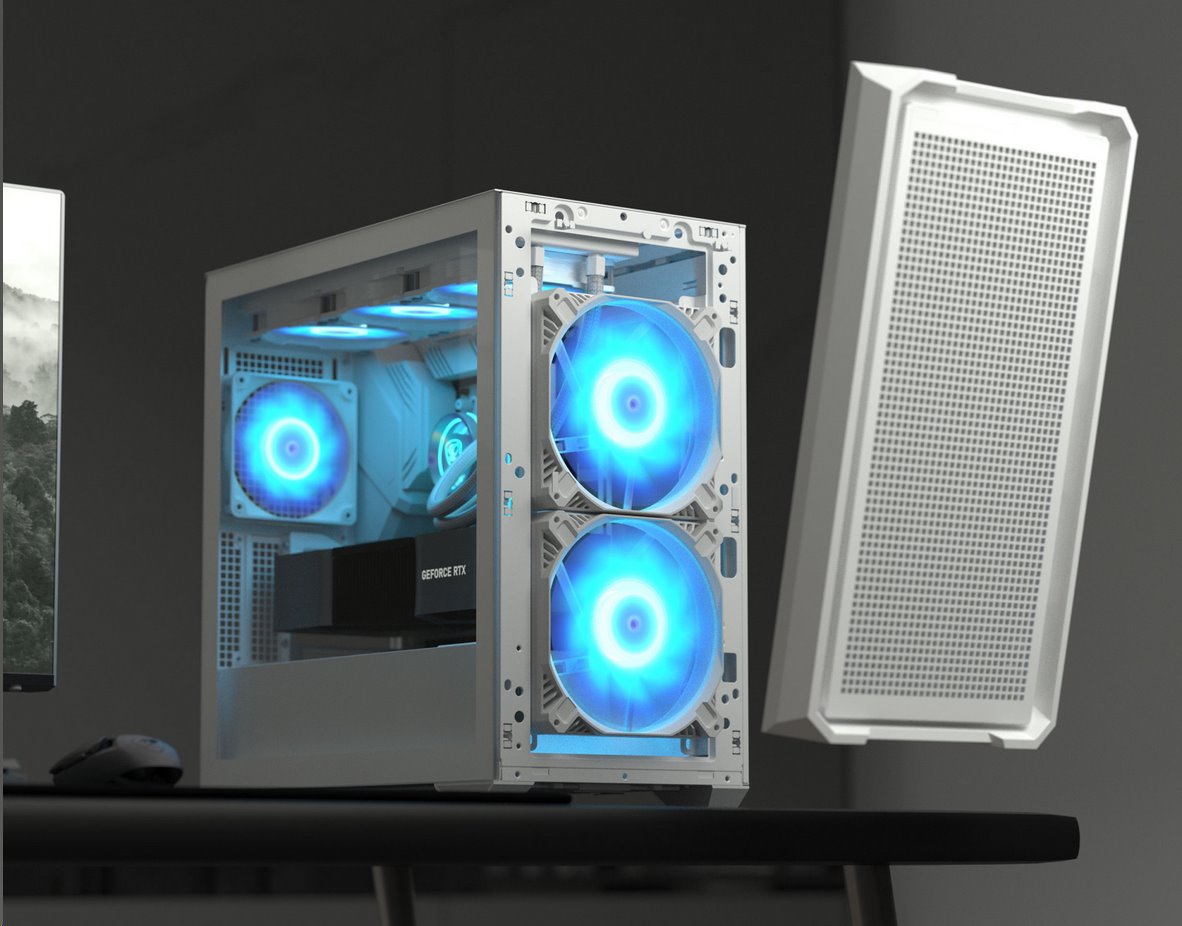 COUGAR PC skříň MX600 Black Mini Tower Mesh Front Panel 2 x 160mm + 1 x 120mm Fans TG Left Panel