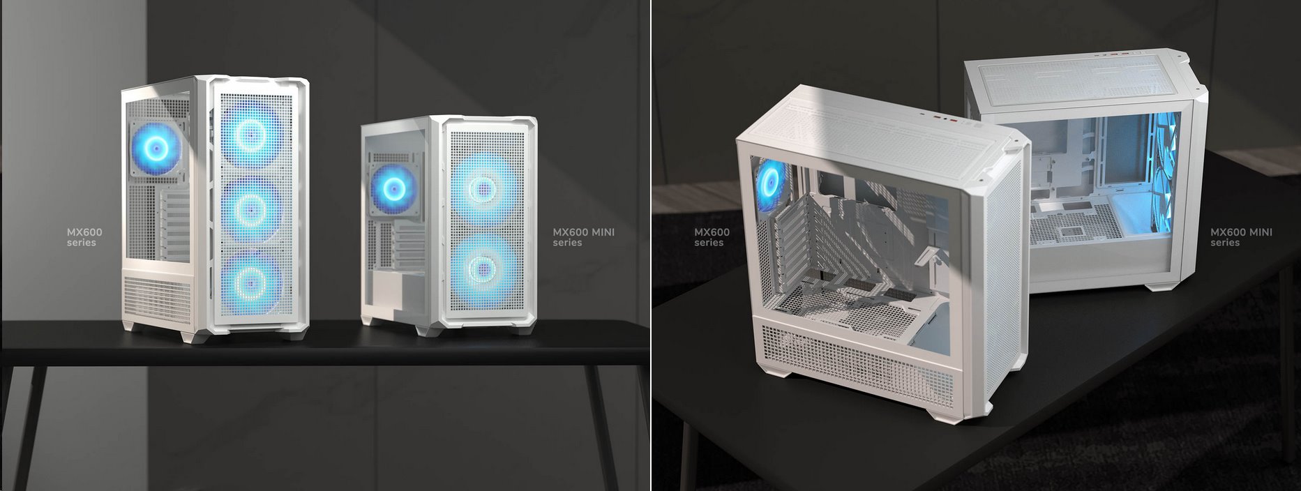 COUGAR PC skříň MX600 Black Mini Tower Mesh Front Panel 2 x 160mm + 1 x 120mm Fans TG Left Panel