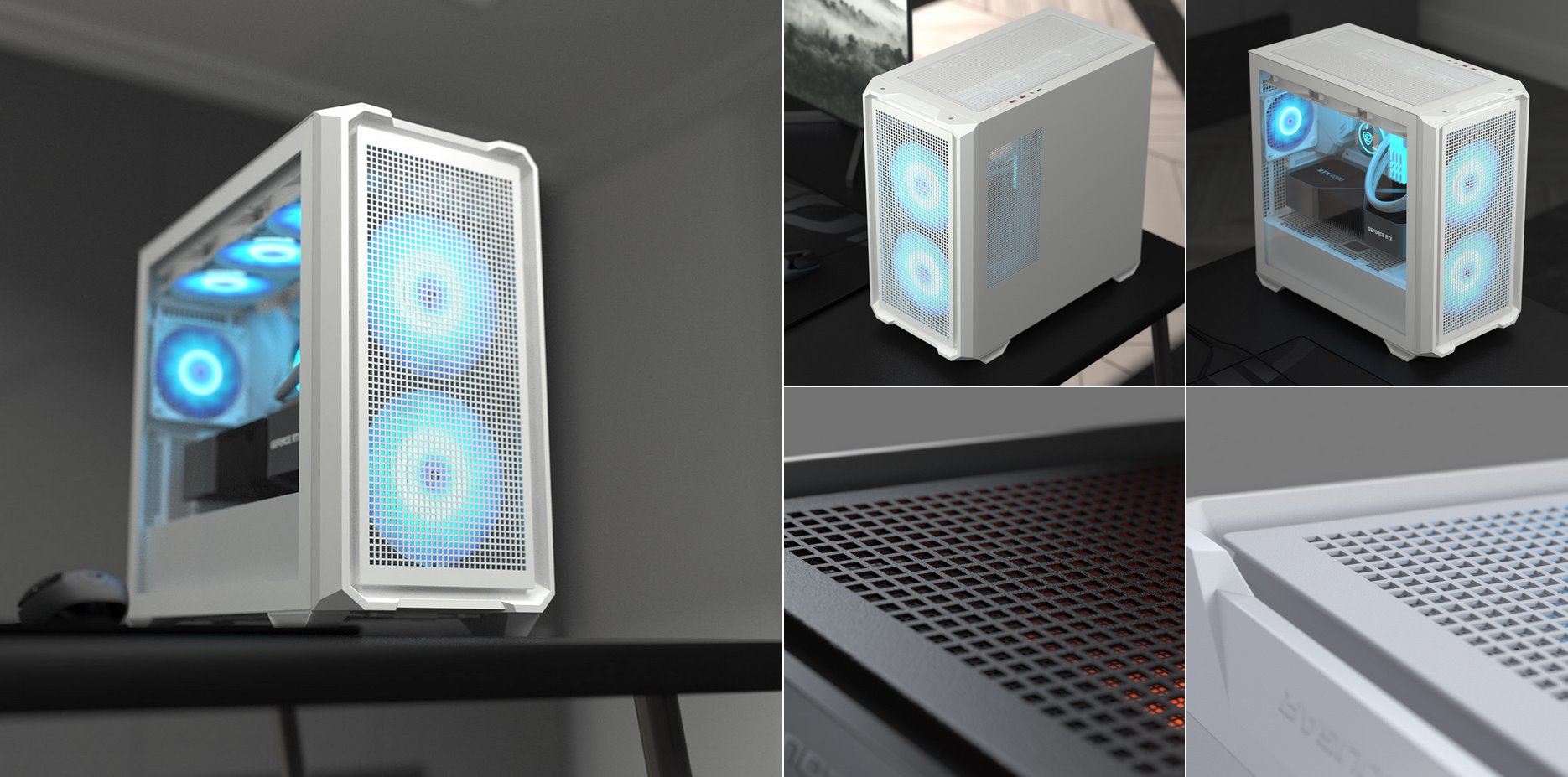 COUGAR PC skříň MX600 Black Mini Tower Mesh Front Panel 2 x 160mm + 1 x 120mm Fans TG Left Panel