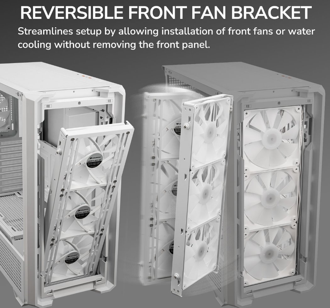 COUGAR PC skříň MX600 White Full Tower Mesh Front Panel 3 x 140mm + 1 x 120mm Fans TG Left Panel