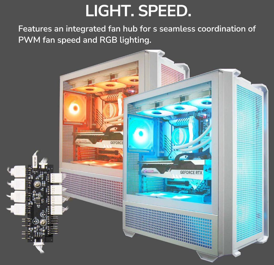 COUGAR PC skříň MX600 White Full Tower Mesh Front Panel 3 x 140mm + 1 x 120mm Fans TG Left Panel