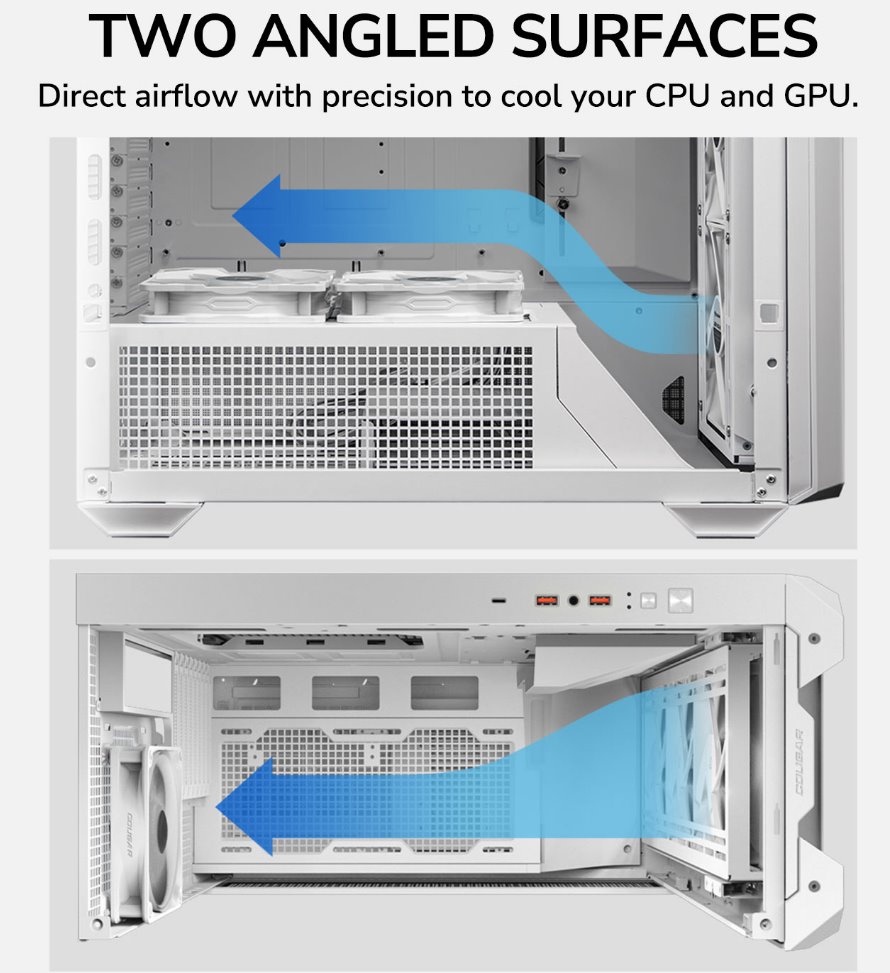 COUGAR PC skříň MX600 White Mid Tower Mesh Front Panel 3 x 140mm + 1 x 120mm Fans TG Left Panel