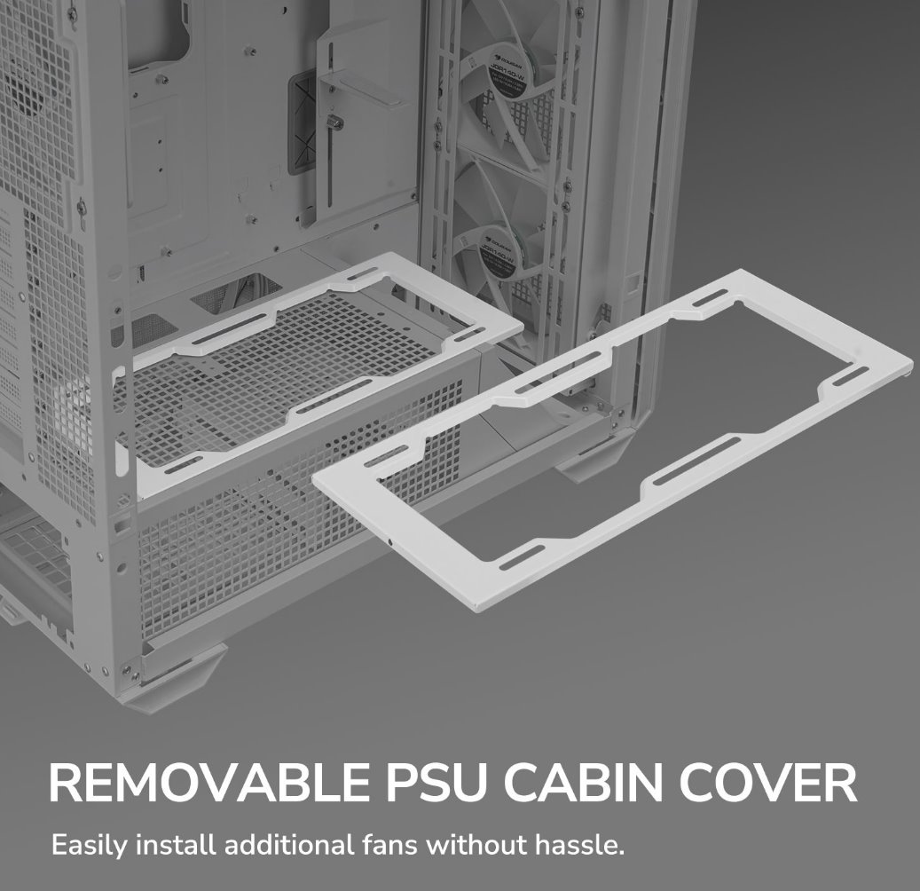COUGAR PC skříň MX600 White Mid Tower Mesh Front Panel 3 x 140mm + 1 x 120mm Fans TG Left Panel