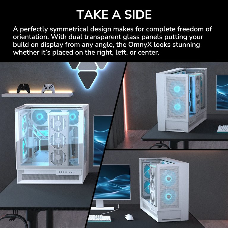 COUGAR PC skříň OMNYX Black Mid Tower Mesh Front Panel 2 x 160mm ARGB Fan, Rear Panel 2x 160mm ARGB Fan