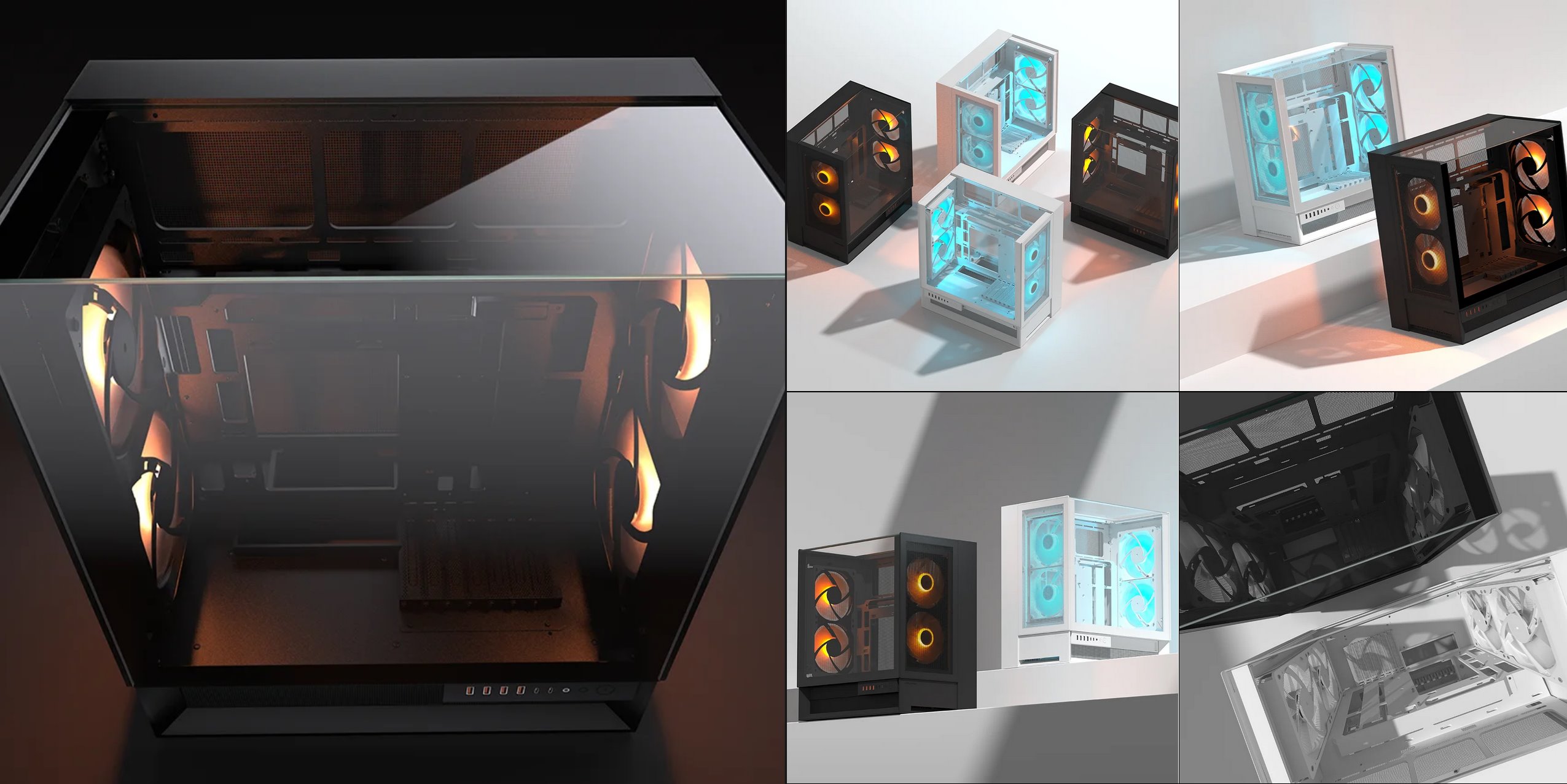 COUGAR PC skříň OMNYX Black Mid Tower Mesh Front Panel 2 x 160mm ARGB Fan, Rear Panel 2x 160mm ARGB Fan