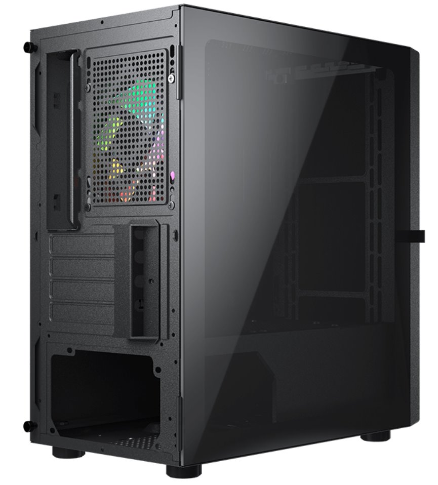 COUGAR PC skříň Purity RGB Black Mini Tower TG Front Panel ARGB strip / 1 x ARGB Fan / 3mm TG Left Panel