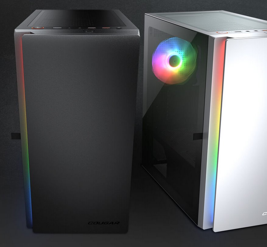 COUGAR PC skříň Purity RGB White Mini Tower TG Front Panel ARGB strip / 1 x ARGB Fan / 3mm TG Left Panel