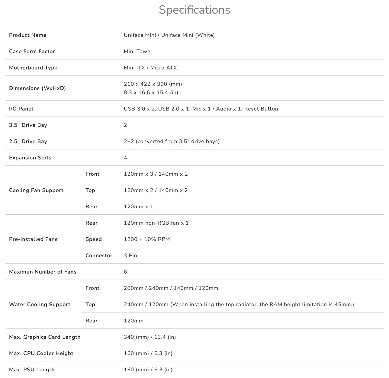 COUGAR PC skříň UNIFACE Black Mini Tower Mesh Front Panel 1x 120mm Fan TG Left Panel