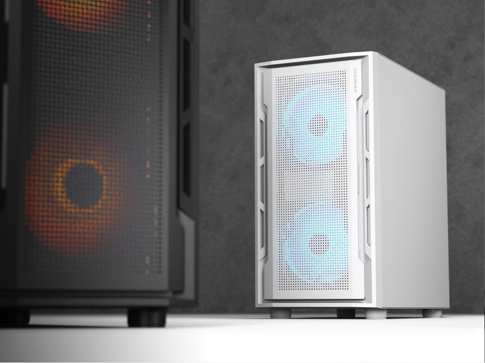 COUGAR PC skříň UNIFACE RGB Black Mini Tower Mesh Front Panel 2x 140mm RGB Fan + 1x 120mm RGB Fan TG Left Panel