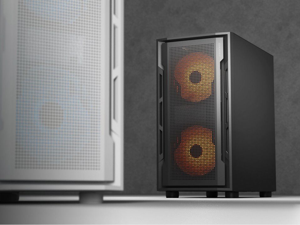 COUGAR PC skříň UNIFACE RGB Black Mini Tower Mesh Front Panel 2x 140mm RGB Fan + 1x 120mm RGB Fan TG Left Panel