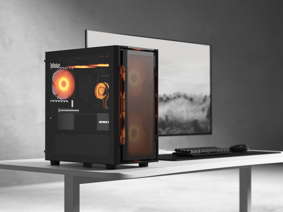 COUGAR PC skříň UNIFACE RGB Black Mini Tower Mesh Front Panel 2x 140mm RGB Fan + 1x 120mm RGB Fan TG Left Panel