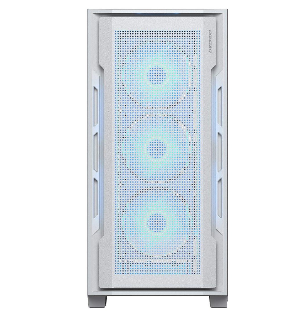 COUGAR PC skříň UNIFACE RGB White Mid Tower Mesh Front Panel 4 x 120mm ARGB Fans TG Left Panel