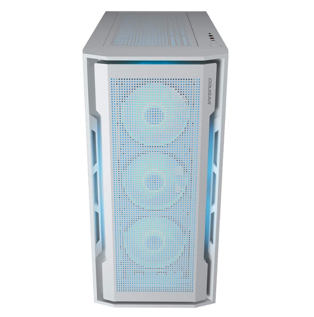 COUGAR PC skříň UNIFACE RGB White Mid Tower Mesh Front Panel 4 x 120mm ARGB Fans TG Left Panel