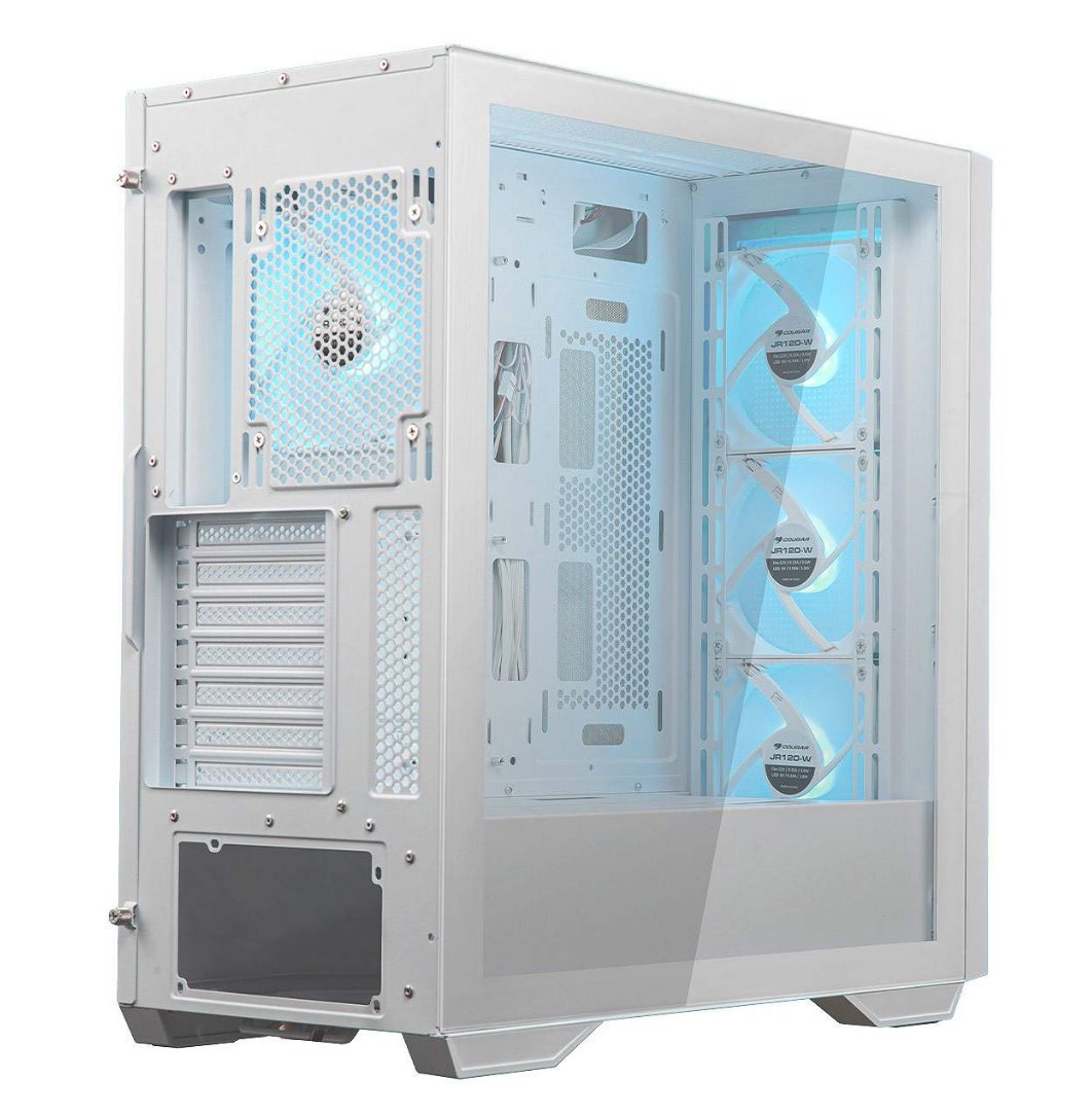 COUGAR PC skříň UNIFACE RGB White Mid Tower Mesh Front Panel 4 x 120mm ARGB Fans TG Left Panel