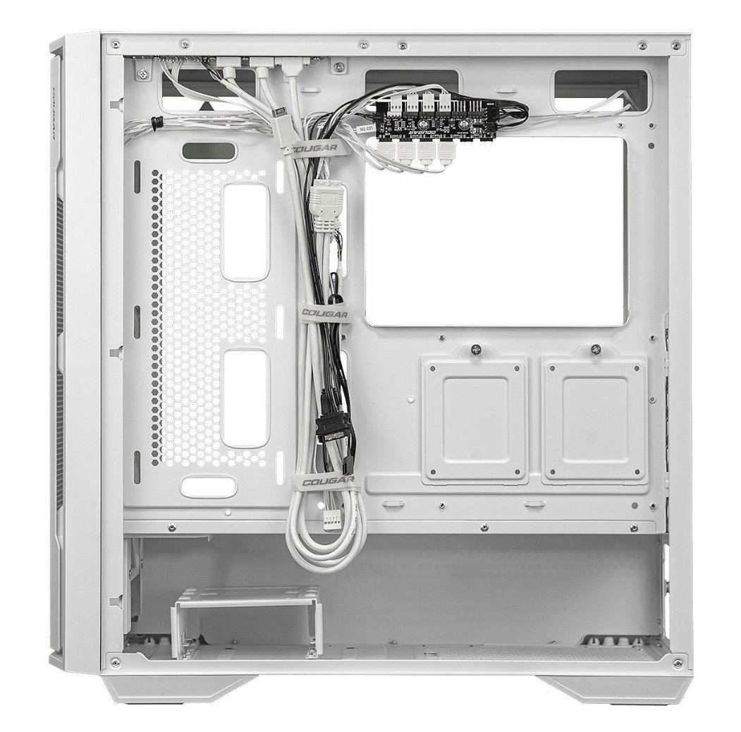 COUGAR PC skříň UNIFACE RGB White Mid Tower Mesh Front Panel 4 x 120mm ARGB Fans TG Left Panel
