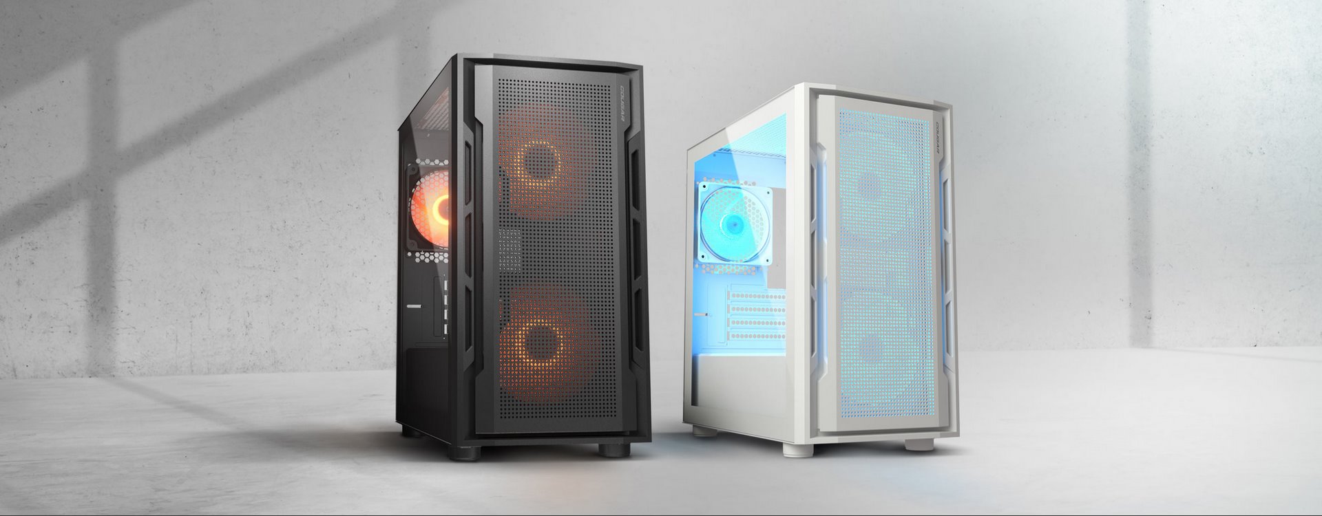 COUGAR PC skříň UNIFACE RGB White Mini Tower Mesh Front Panel 2x 140mm RGB Fan + 1x 120mm RGB Fan TG Left Panel