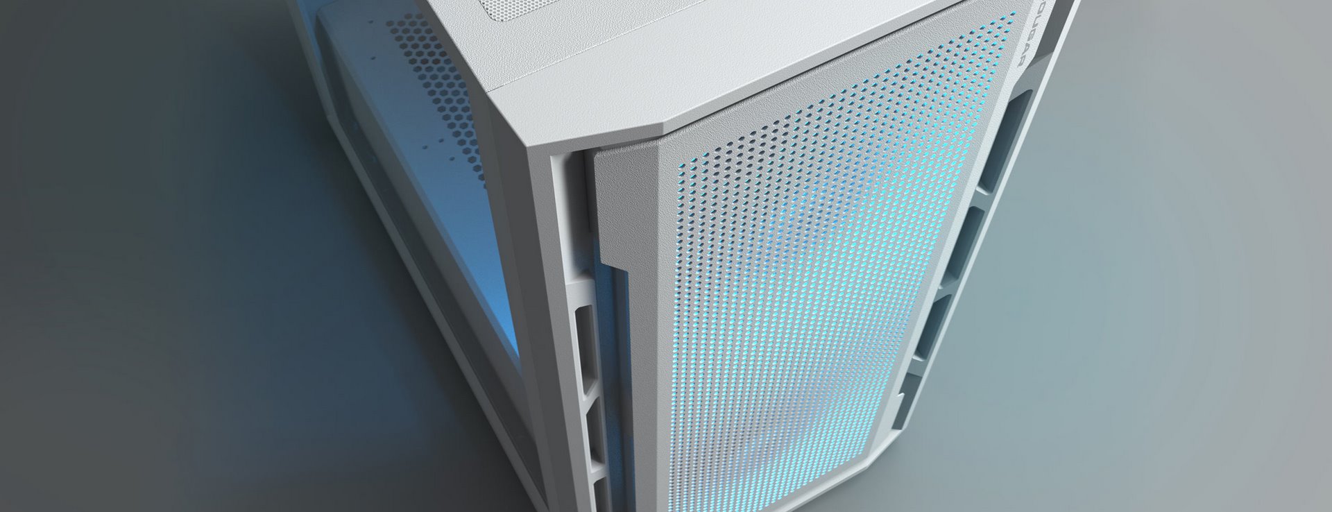 COUGAR PC skříň UNIFACE RGB White Mini Tower Mesh Front Panel 2x 140mm RGB Fan + 1x 120mm RGB Fan TG Left Panel