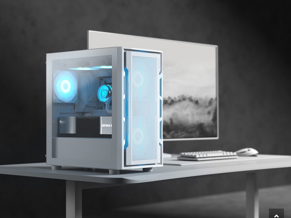 COUGAR PC skříň UNIFACE RGB White Mini Tower Mesh Front Panel 2x 140mm RGB Fan + 1x 120mm RGB Fan TG Left Panel