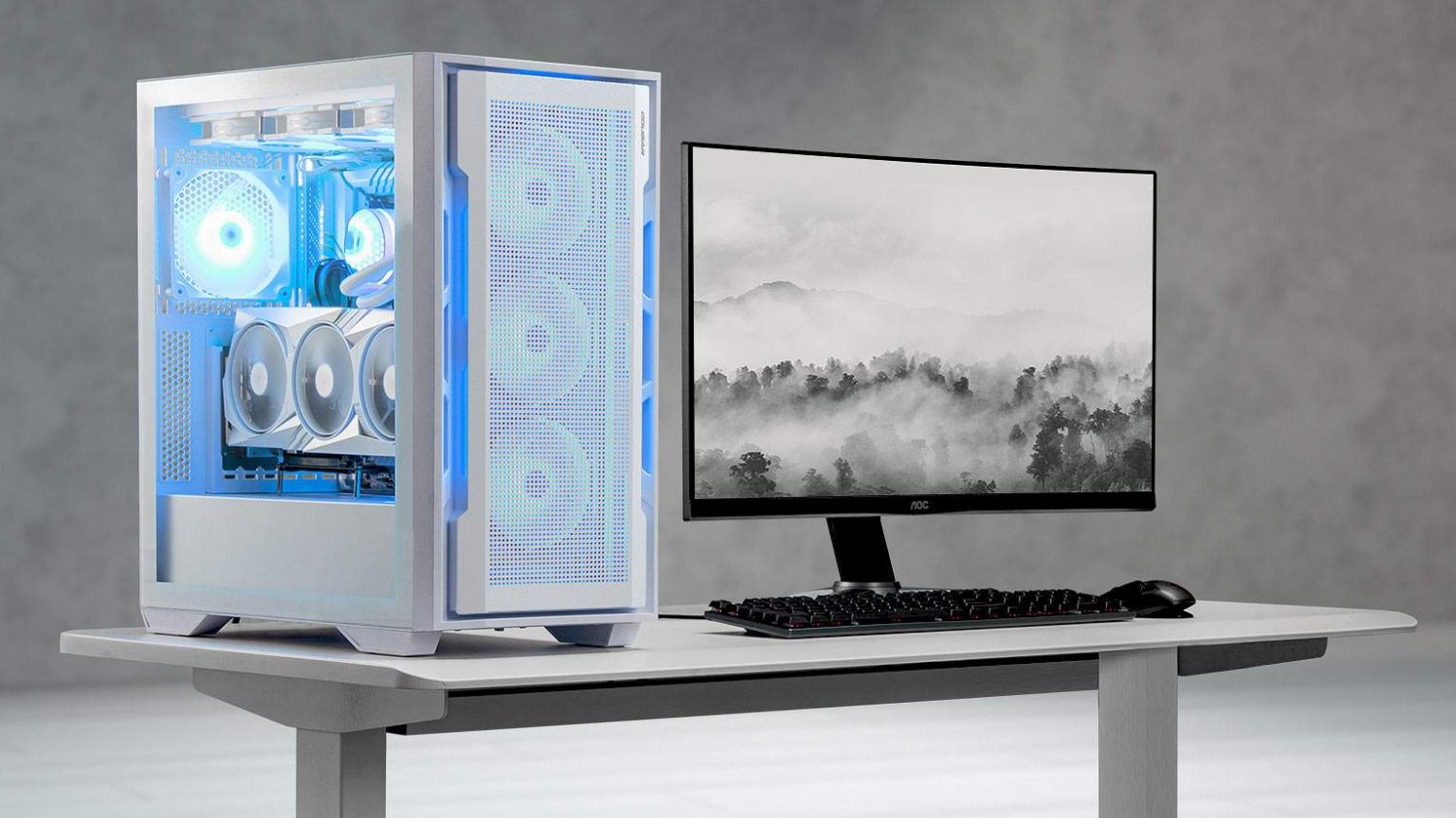 COUGAR PC skříň UNIFACE White Mid Tower Mesh Front Panel 2 x ARGB Fans TG Left Panel