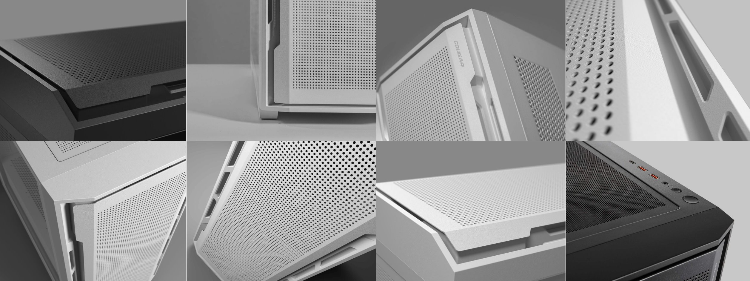 COUGAR PC skříň UNIFACE White Mid Tower Mesh Front Panel 2 x ARGB Fans TG Left Panel