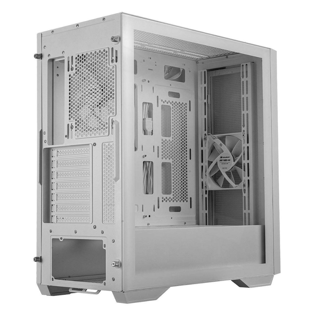 COUGAR PC skříň UNIFACE White Mid Tower Mesh Front Panel 2 x ARGB Fans TG Left Panel