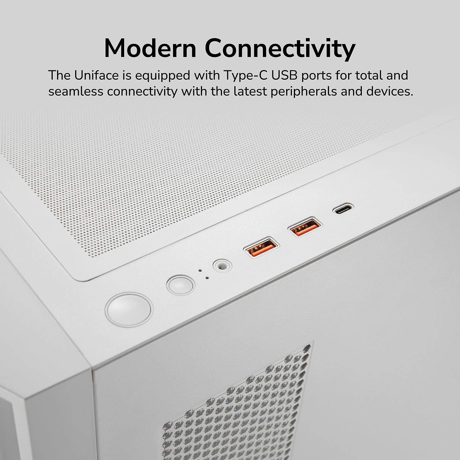 COUGAR PC skříň UNIFACE White Mid Tower Mesh Front Panel 2 x ARGB Fans TG Left Panel