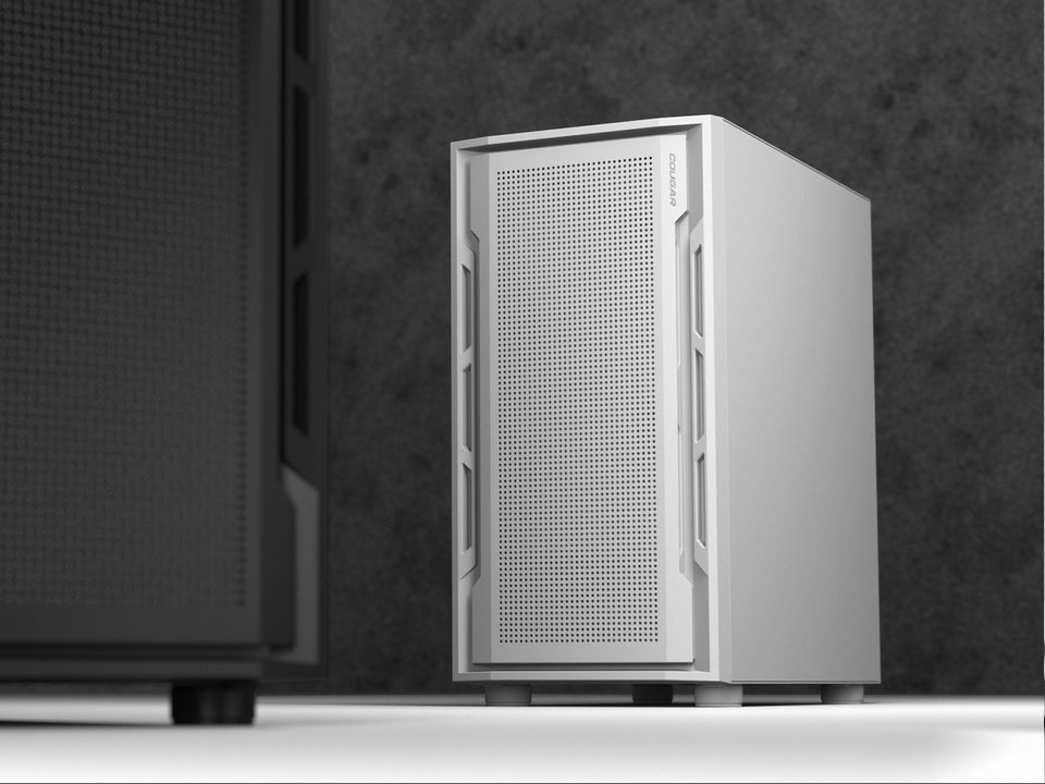 COUGAR PC skříň UNIFACE White Mini Tower Mesh Front Panel 1x 120mm Fan TG Left Panel